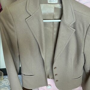 Vintage matching set Taupe Cropped Blazer, skirt and pants
